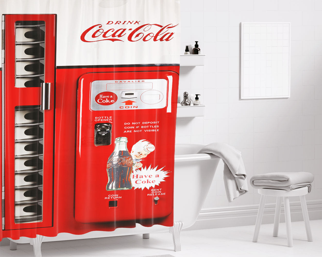 Coca Cola Vintage Bathroom Shower Curtain Fabric Waterproof | 66 X 72 Inch