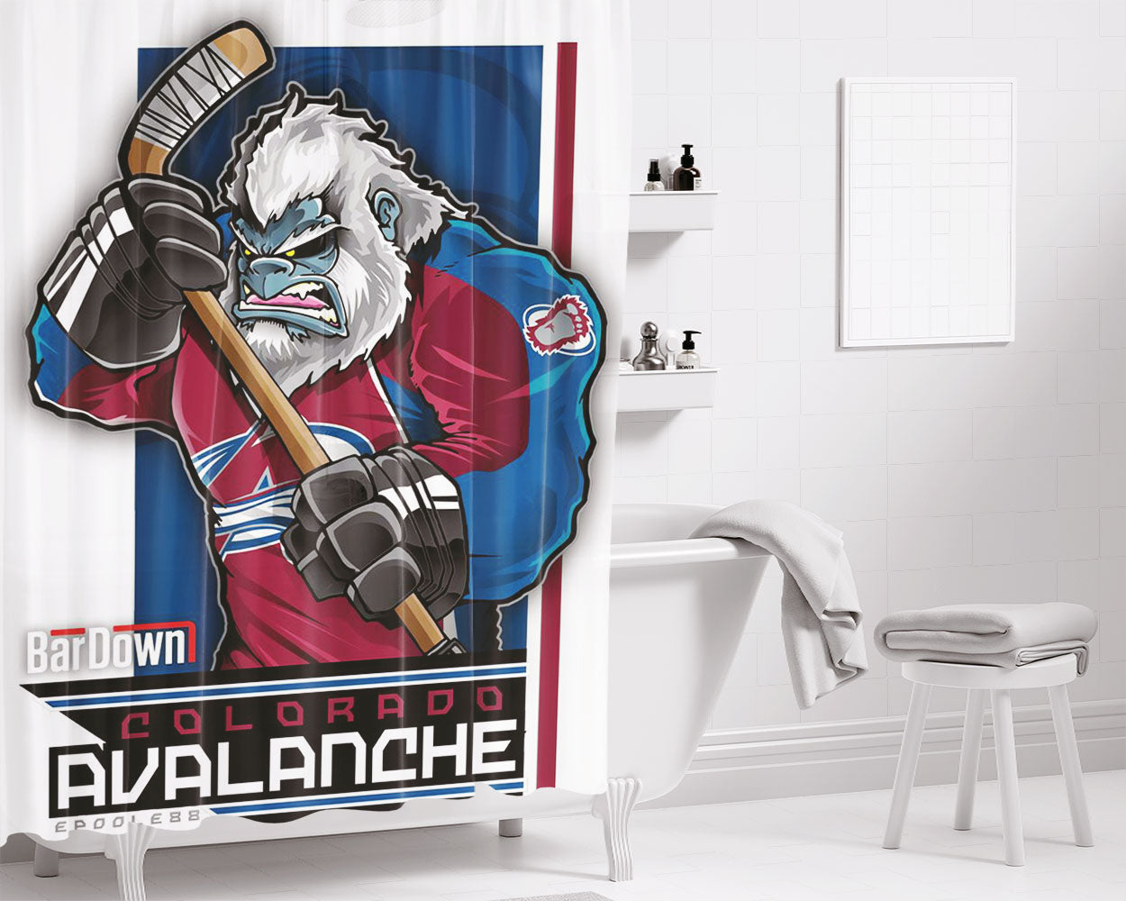 Colorado Avalanche Big Logo Rough Bathroom Shower Curtain Fabric Waterproof | 66 X 72 Inch