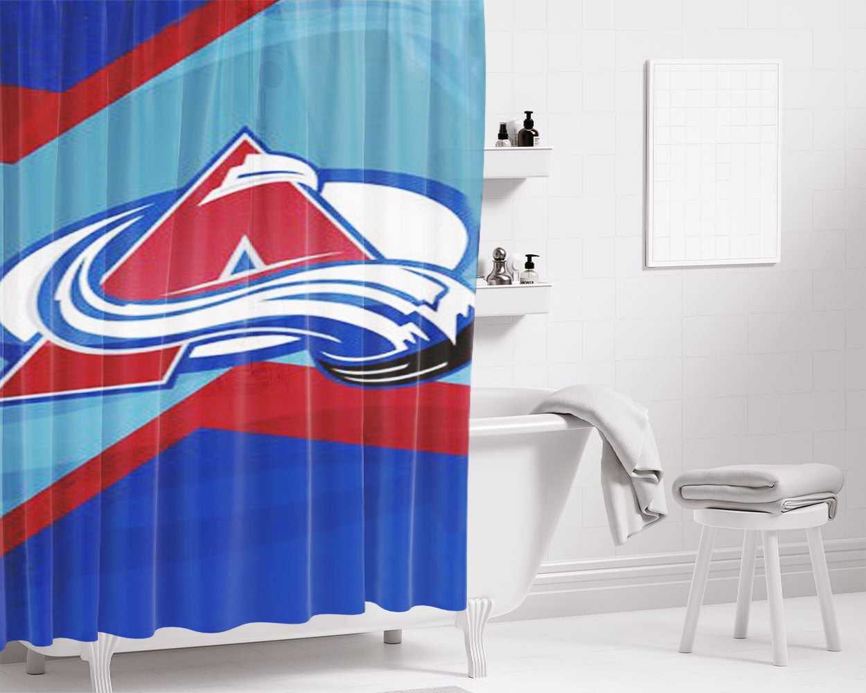 Colorado Avalanche Nhl Logo Bathroom Shower Curtain Fabric Waterproof | 66 X 72 Inch