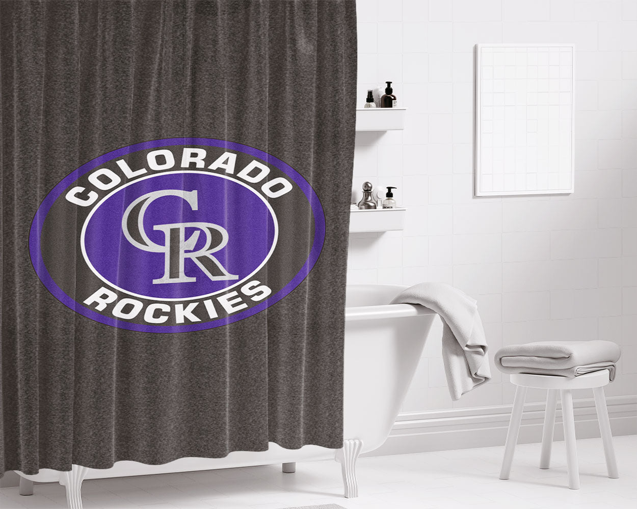 Colorado Rockies Logo Bathroom Shower Curtain Fabric Waterproof | 66 X 72 Inch