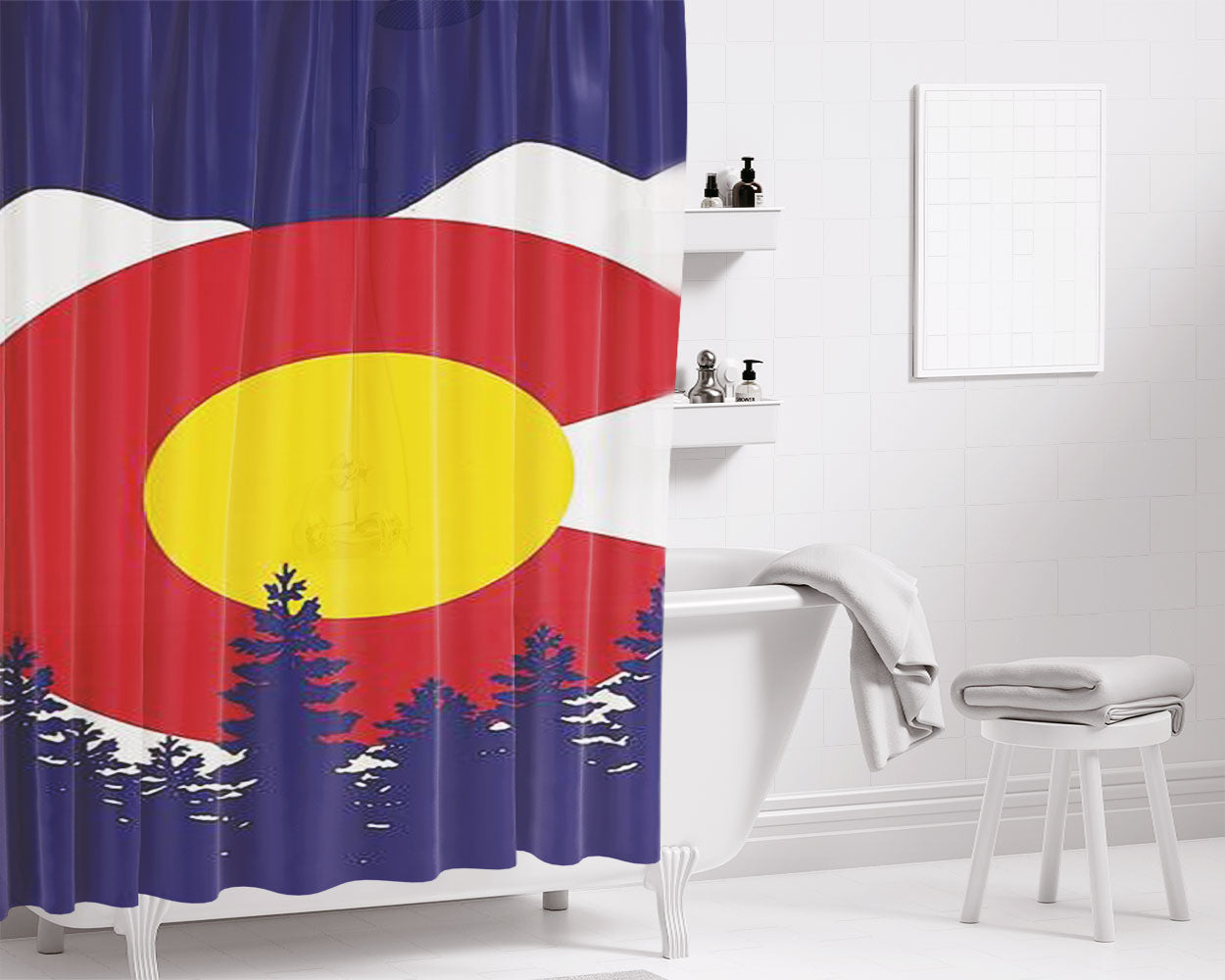 Colorado State Flag Bathroom Shower Curtain Fabric Waterproof | 66 X 72 Inch