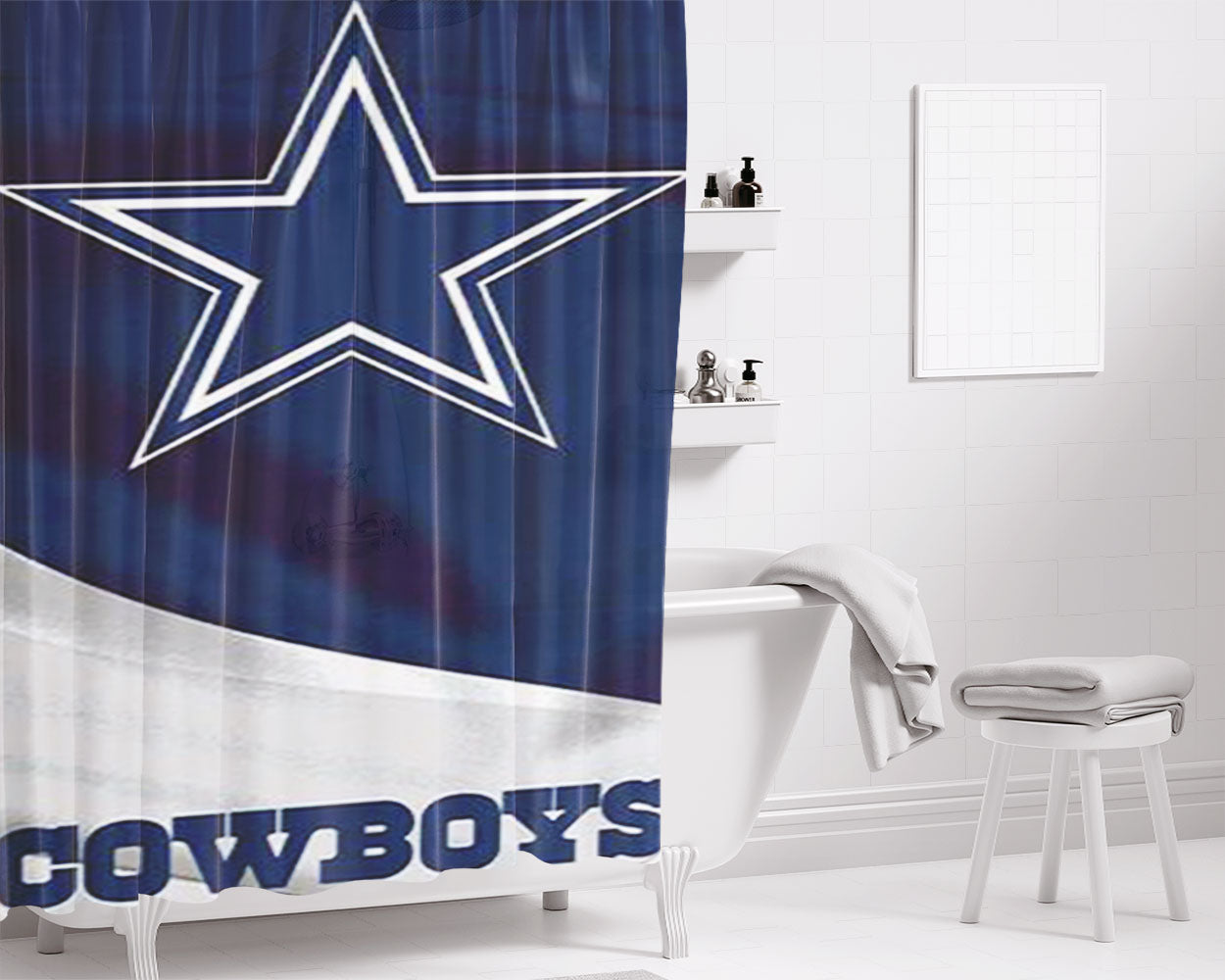 Dallas Cowboys Classic Logo Bathroom Shower Curtain Fabric Waterproof | 66 X 72 Inch