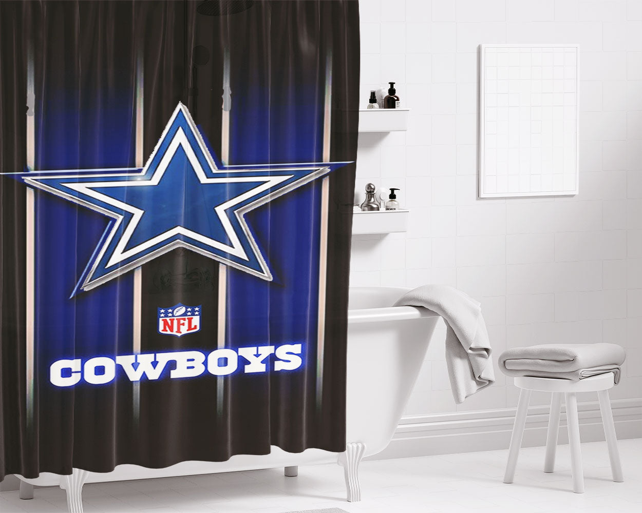 Dallas Cowboys Nfl Sport Bathroom Shower Curtain Fabric Waterproof | 66 X 72 Inch