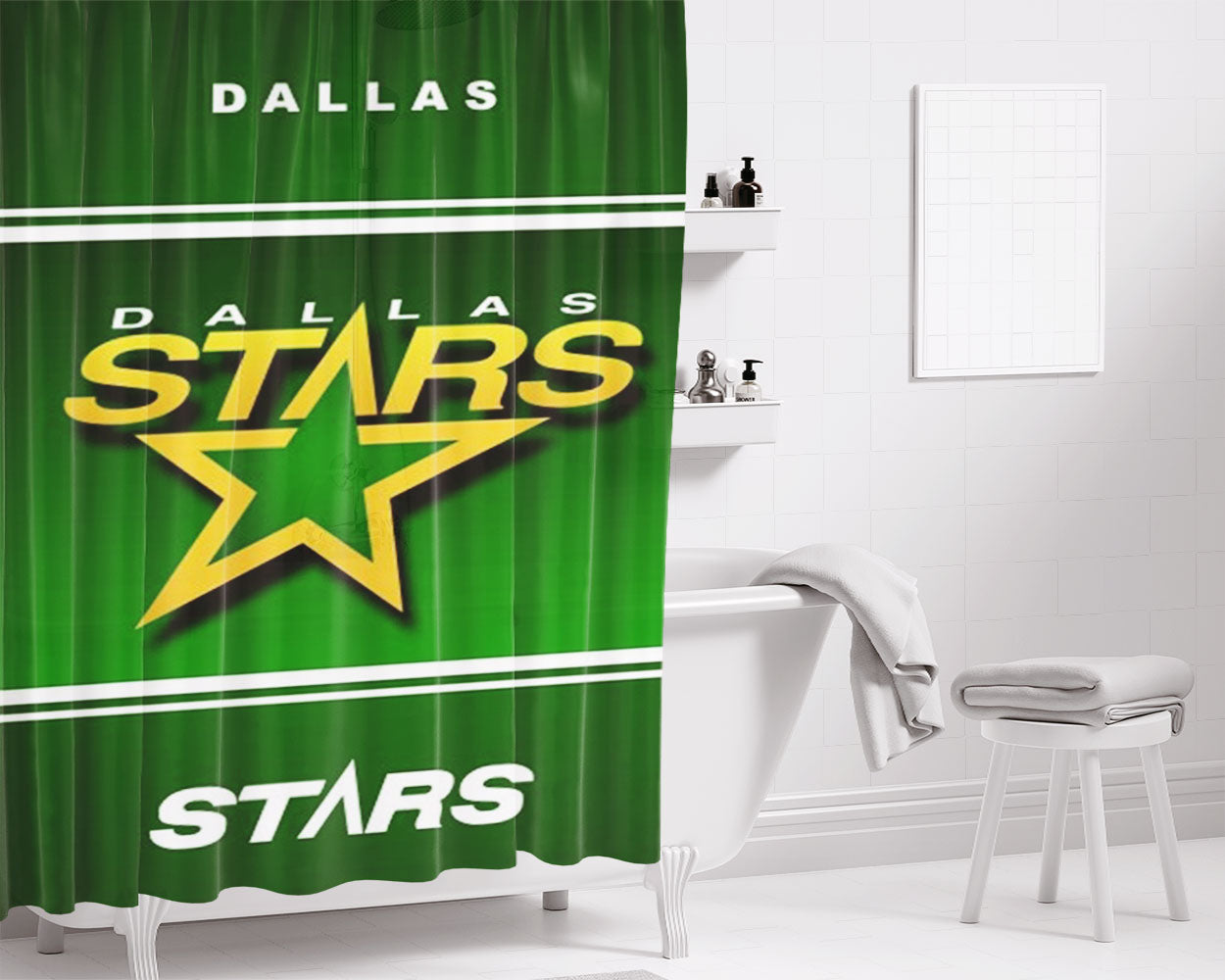 Dallas Stars Nhl Sport Bathroom Shower Curtain Fabric Waterproof | 66 X 72 Inch