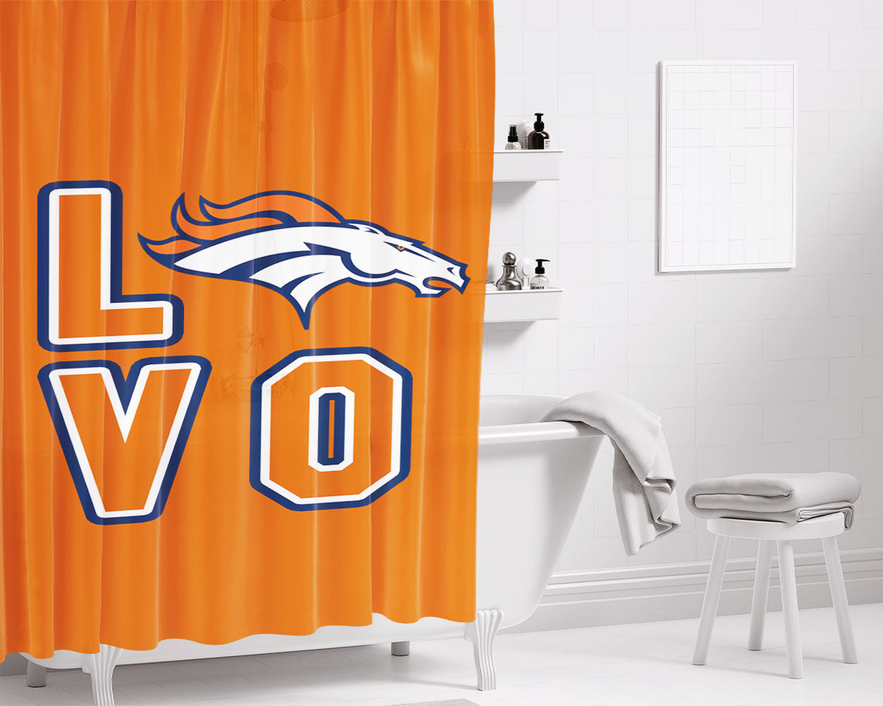 Denver Broncos Superbowl 50 Bathroom Shower Curtain Fabric Waterproof | 66 X 72 Inch