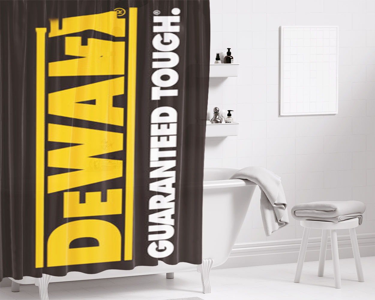 Dewalt Bluetooth Speaker Bathroom Shower Curtain Fabric Waterproof | 66 X 72 Inch
