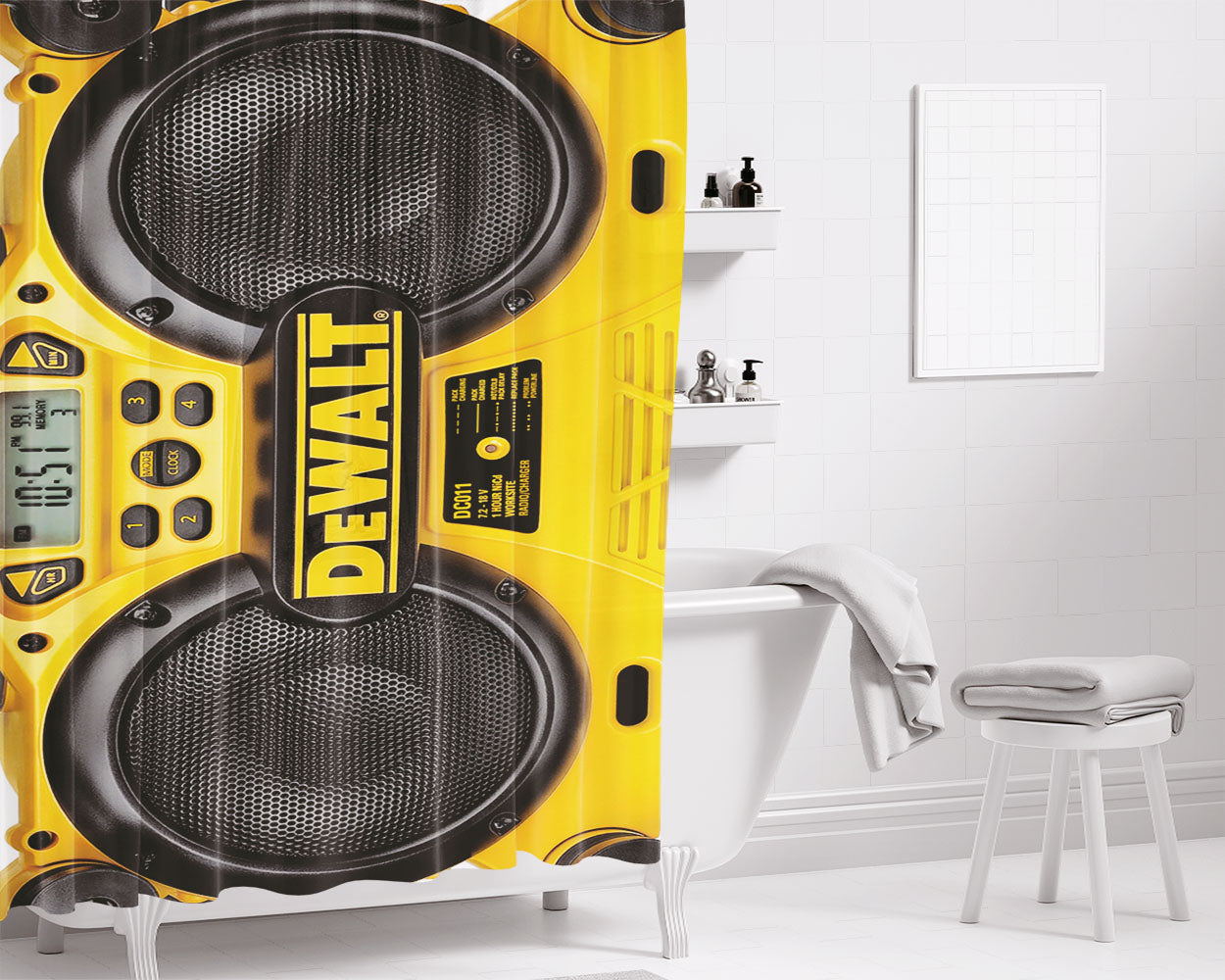 Dewalt Jobsite Radio Bathroom Shower Curtain Fabric Waterproof | 66 X 72 Inch
