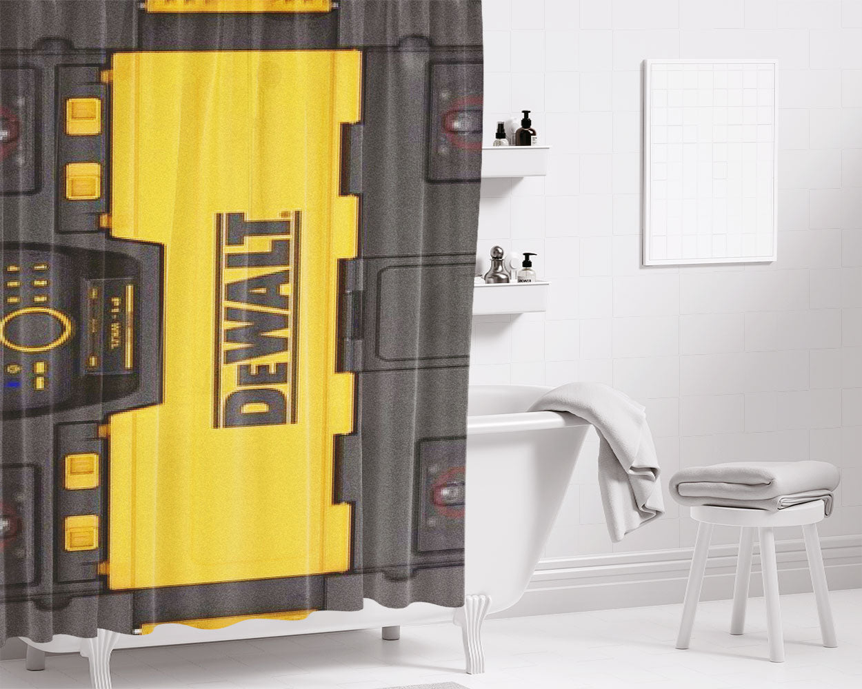 Dewalt Lithium Ion_Magic Bathroom Shower Curtain Fabric Waterproof | 66 X 72 Inch