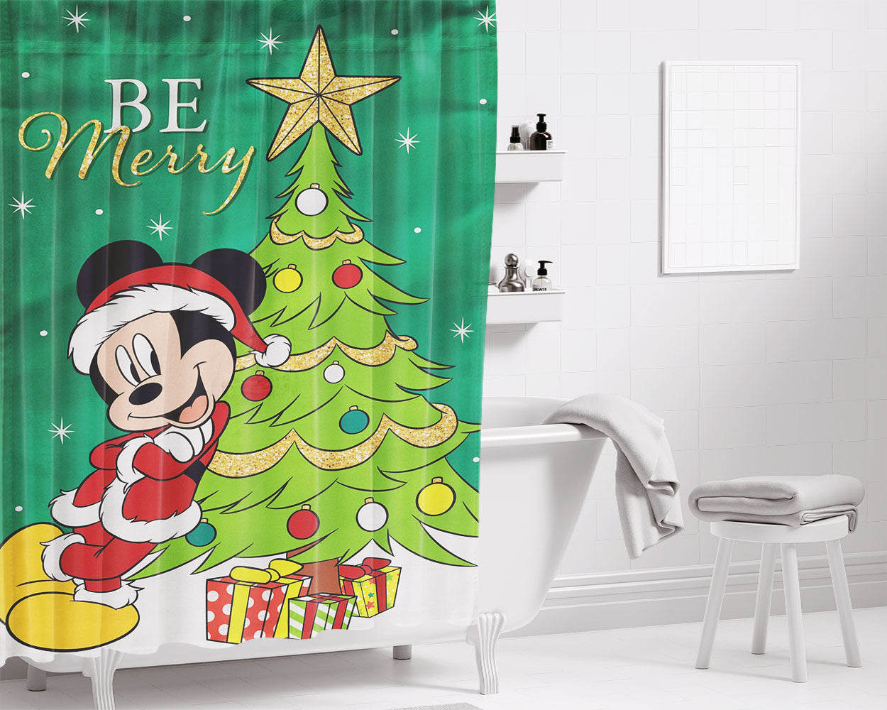 Disney Adventures Ahead Camper Mickey And Minnie Bathroom Shower Curtain Fabric Waterproof | 66 X 72 Inch