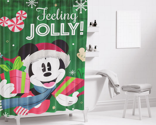 Disney Can'T Wait Til Christmas Mickey Bathroom Shower Curtain Fabric Waterproof