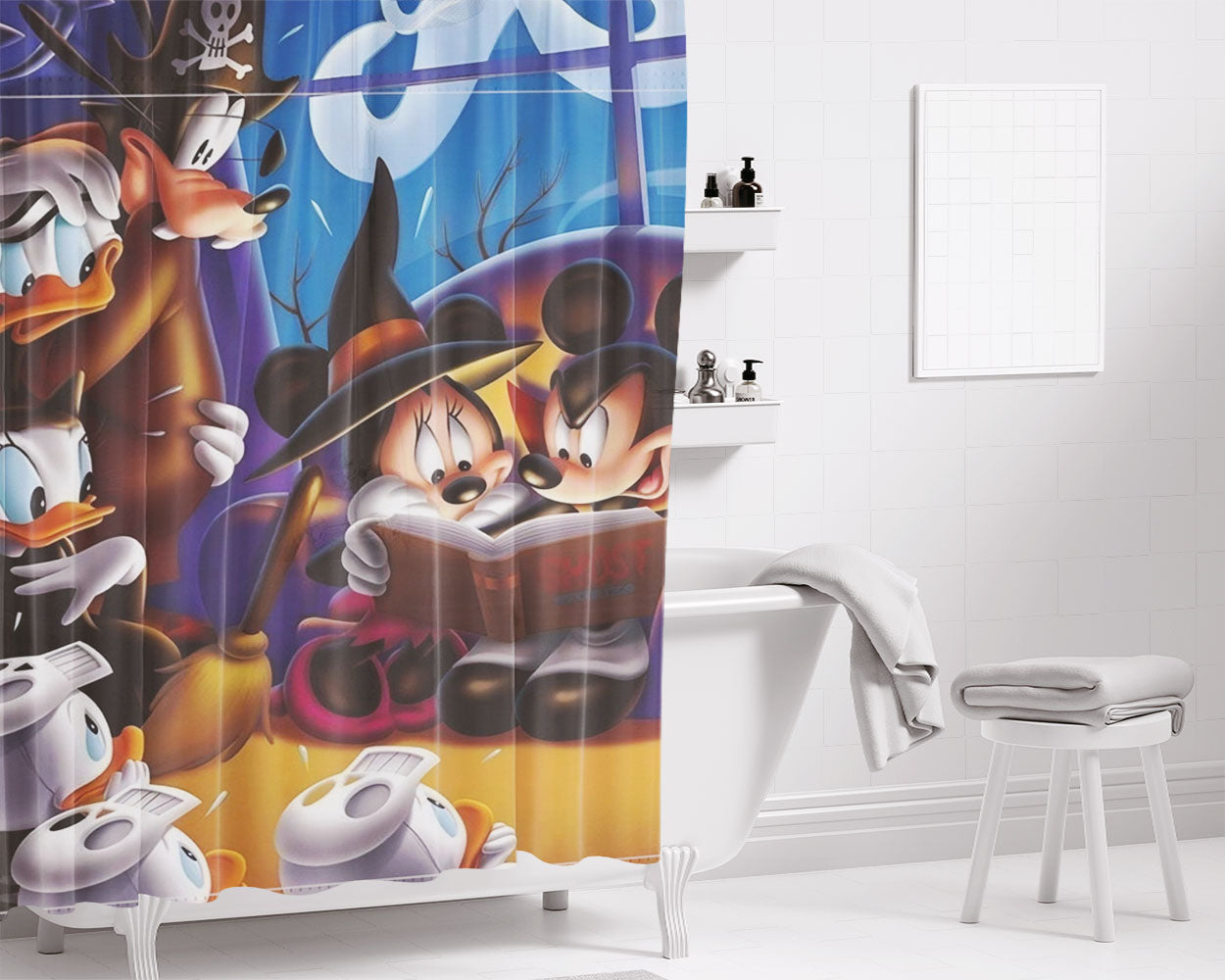 Disney Halloween Party Bathroom Shower Curtain Fabric Waterproof | 66 X 72 Inch