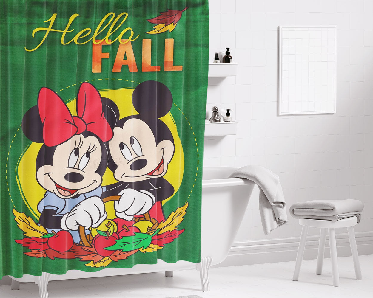 Disney Mickey Minnie Boo Halloween Bathroom Shower Curtain Fabric Waterproof | 66 X 72 Inch