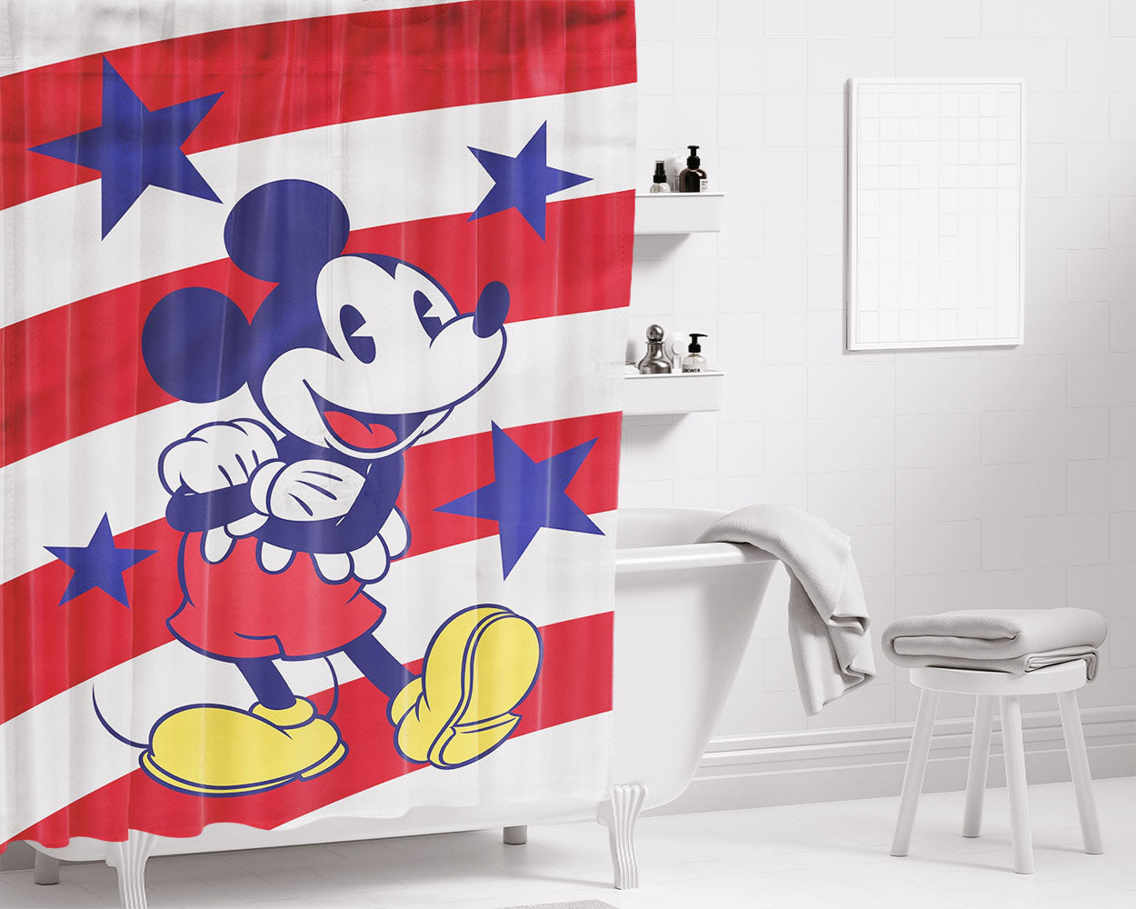 Disney Mickey Mouse St Bathroom Shower Curtain Fabric Waterproof | 66 X 72 Inch