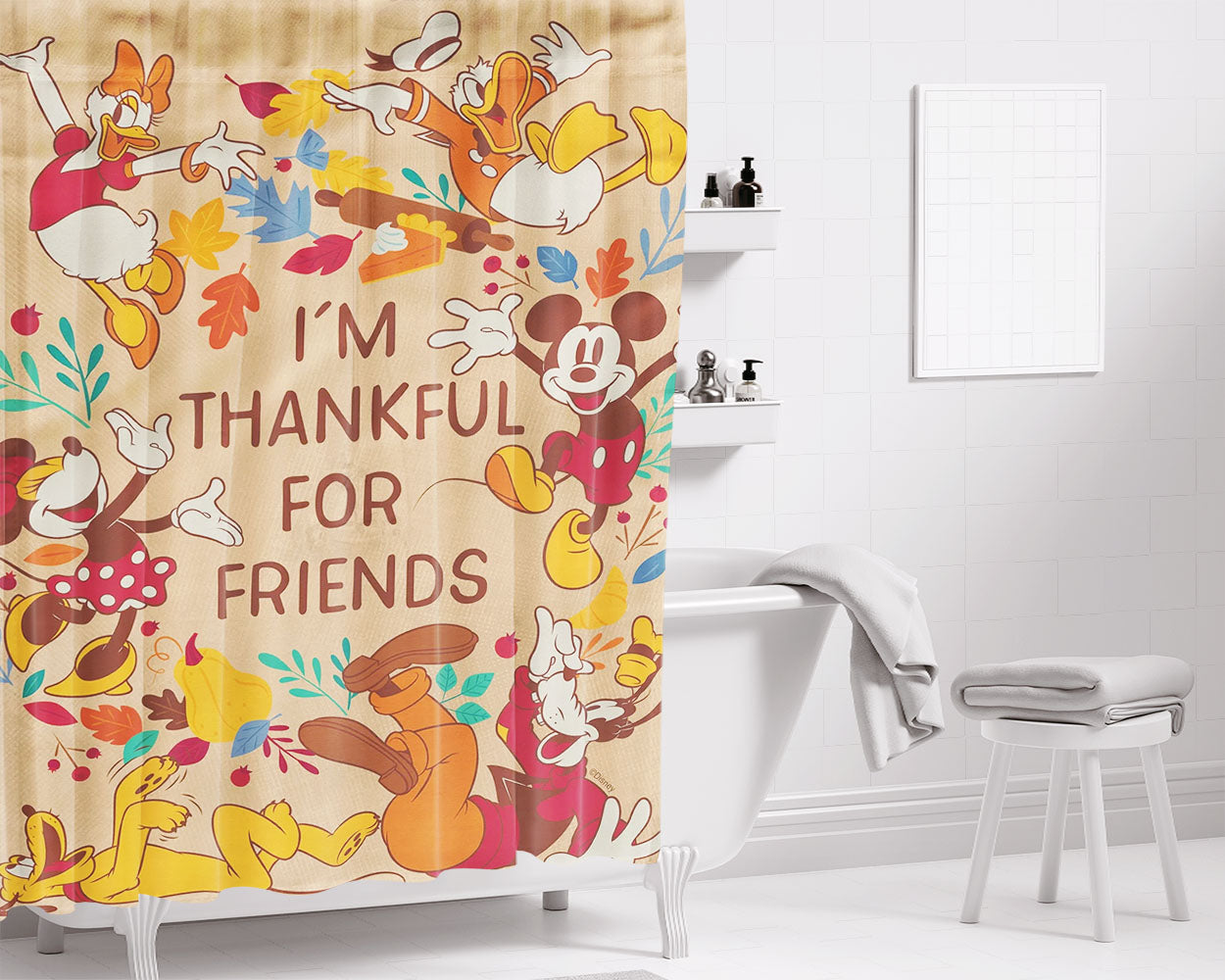 Disney So Egg-Cited Easter Mickey Mouse Bathroom Shower Curtain Fabric Waterproof | 66 X 72 Inch