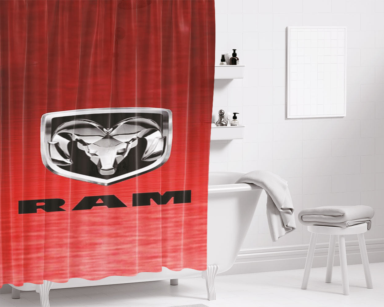 Dodge Ram Logo Bathroom Shower Curtain Fabric Waterproof | 66 X 72 Inch