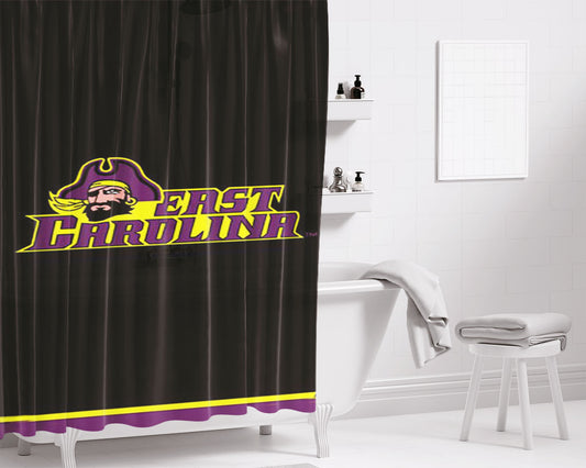 East Carolina University Pirate Logo Dark Wood Wallpaper Bathroom Shower Curtain Fabric Waterproof