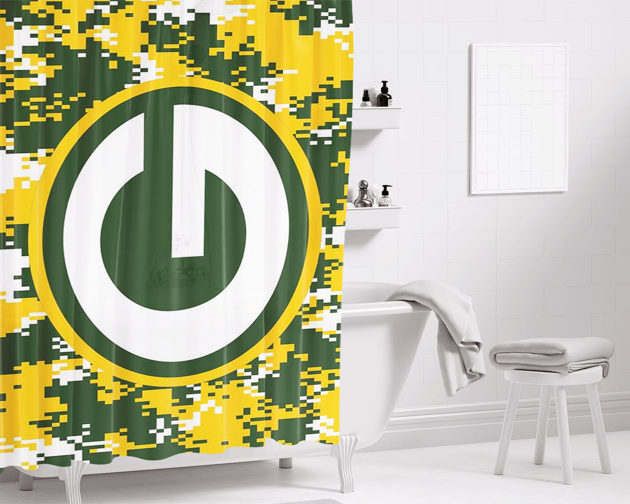 Green Bay Packers Pink Tall Bathroom Shower Curtain Fabric Waterproof | 66 X 72 Inch