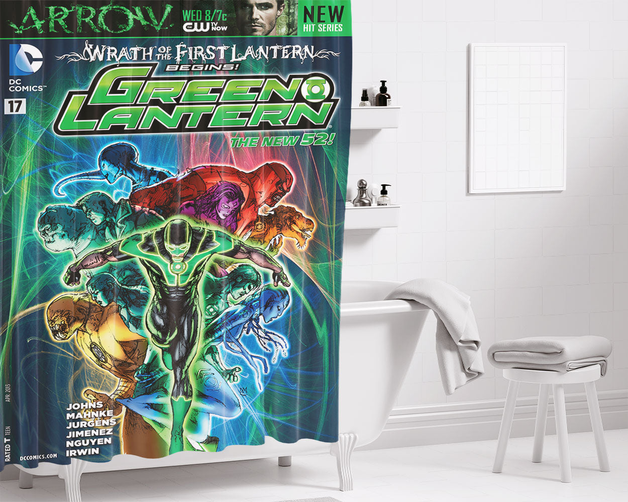 Green Lantern Hal Jordan 2 Bathroom Shower Curtain Fabric Waterproof | 66 X 72 Inch