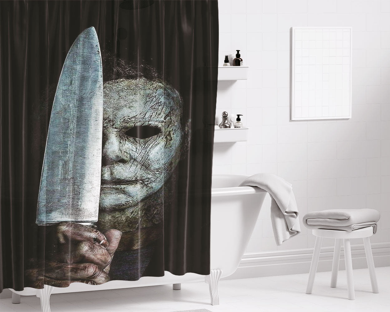 Halloween Michael Myers Bathroom Shower Curtain Fabric Waterproof | 66 X 72 Inch