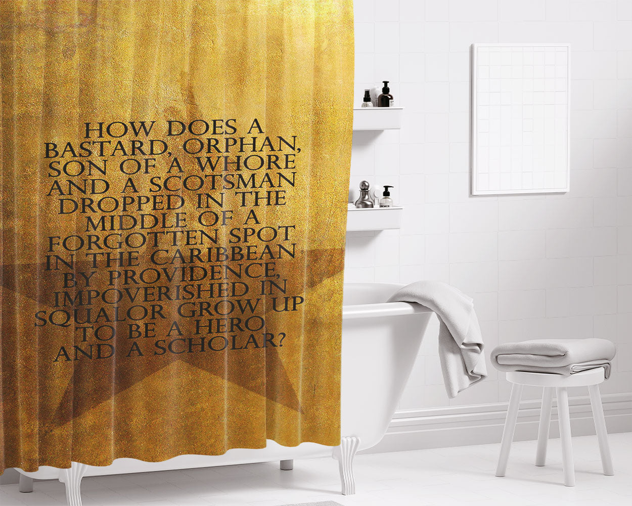 Hamilton And The Hubris Box Classic Musical Bathroom Shower Curtain Fabric Waterproof | 66 X 72 Inch