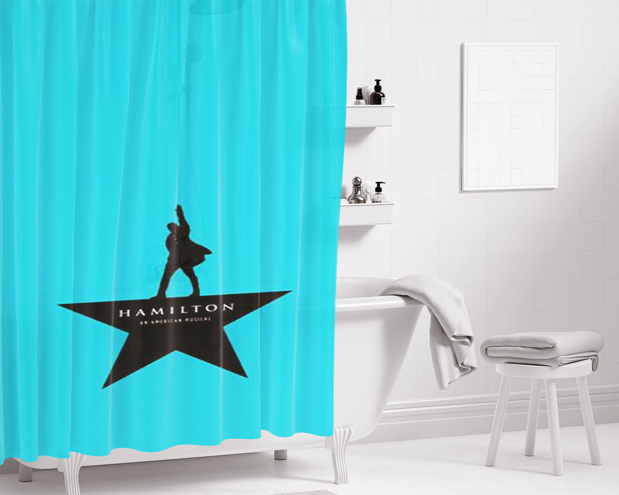 Hamilton Musical Vocal Selection Bathroom Shower Curtain Fabric Waterproof | 66 X 72 Inch