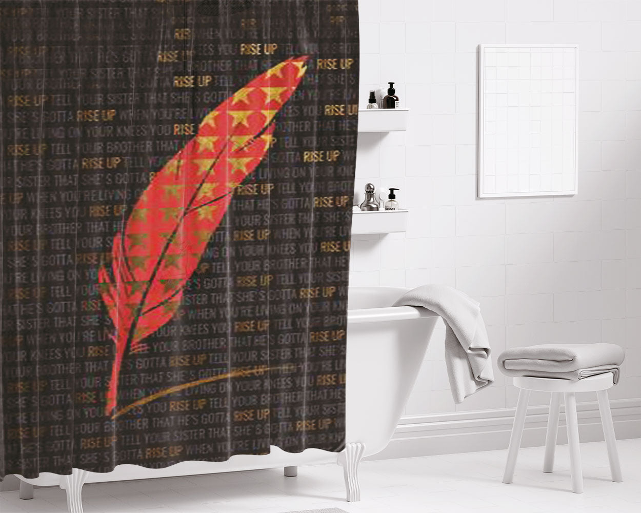 Hamilton Quotes Bathroom Shower Curtain Fabric Waterproof | 66 X 72 Inch