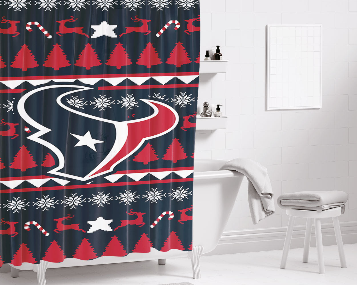 Houston Rockets Bathroom Shower Curtain Fabric Waterproof | 66 X 72 Inch