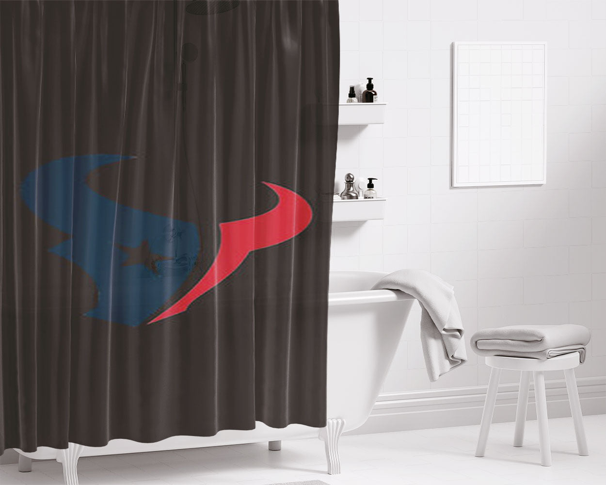 Huston Rockets Hardwood Bathroom Shower Curtain Fabric Waterproof | 66 X 72 Inch
