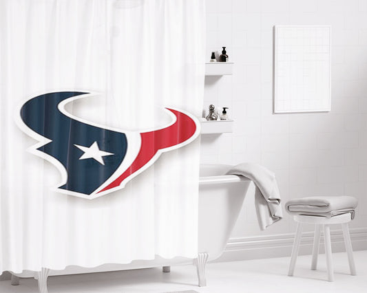 Huston Texans Logo Dark Grey Bathroom Shower Curtain Fabric Waterproof