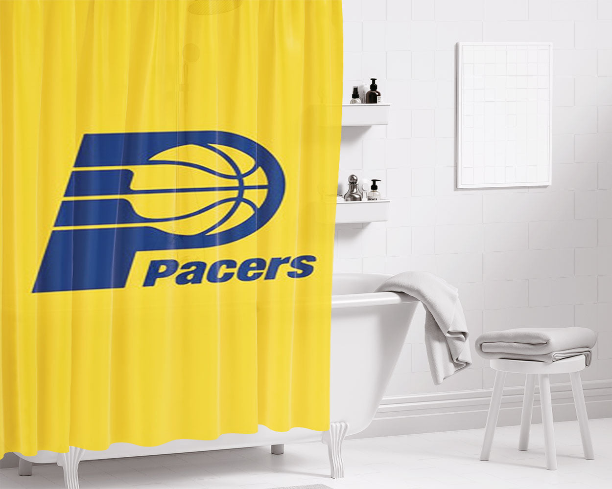 Indiana Pacers Basketball Club Logo Bathroom Shower Curtain Fabric Waterproof | 66 X 72 Inch