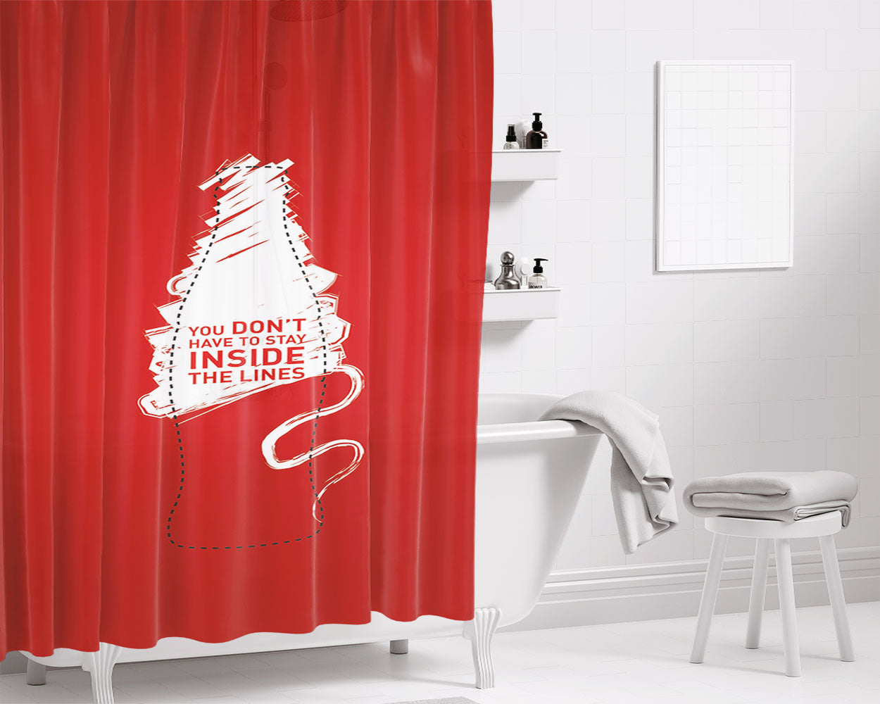 Inside Out Bathroom Shower Curtain Fabric Waterproof | 66 X 72 Inch