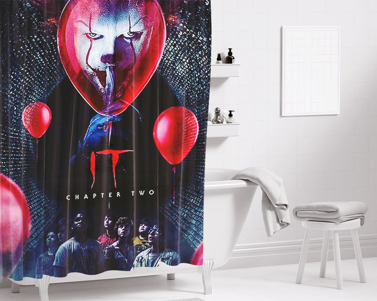 It Chapter Two Balloon Poster Bathroom Shower Curtain Fabric Waterproof | 66 X 72 Inch