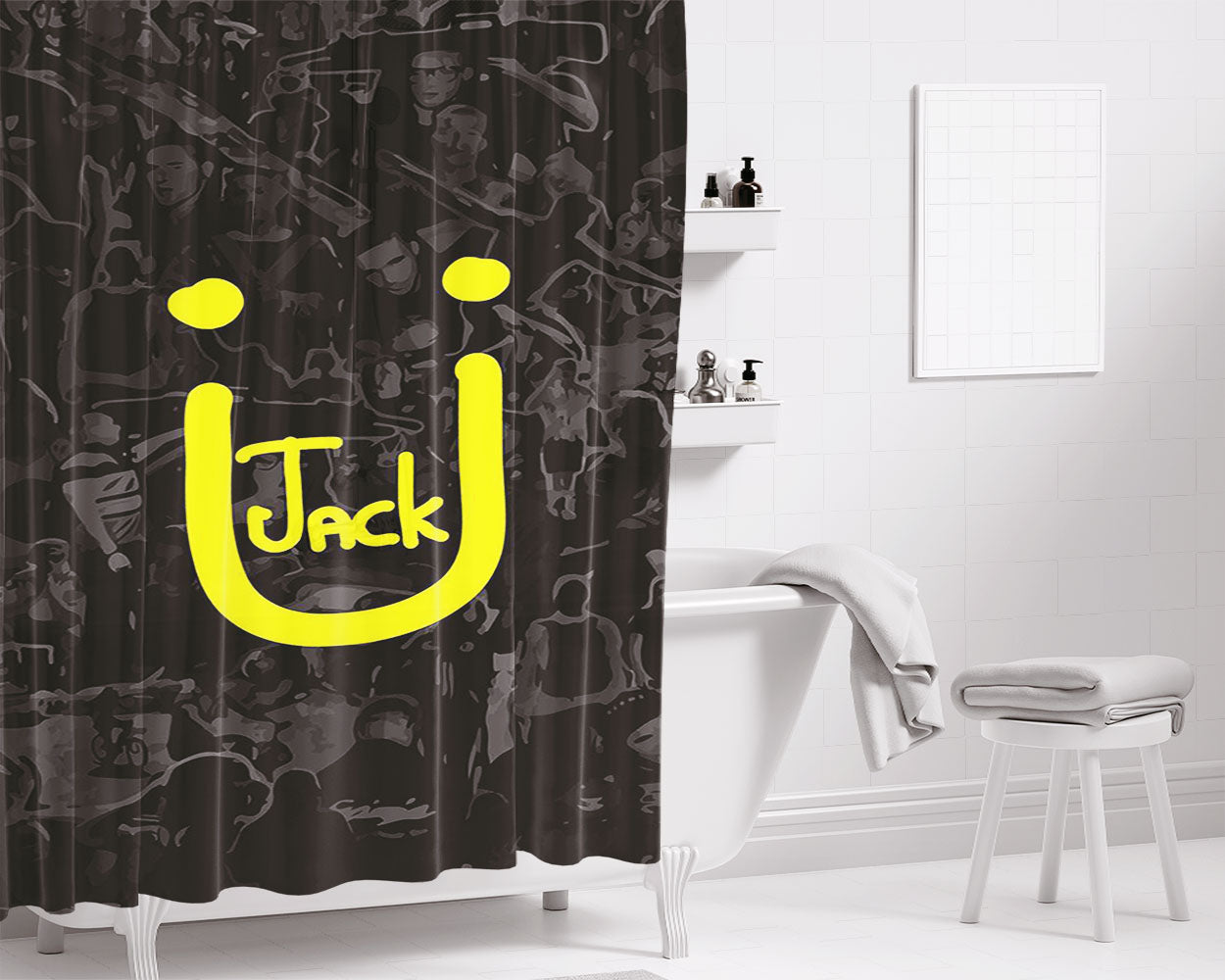 Jack Skellington Halloween Wallpaper Bathroom Shower Curtain Fabric Waterproof | 66 X 72 Inch
