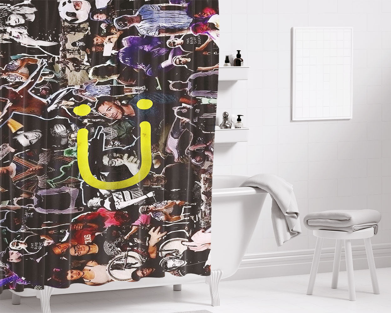 Jack U Photo Collage Bathroom Shower Curtain Fabric Waterproof | 66 X 72 Inch