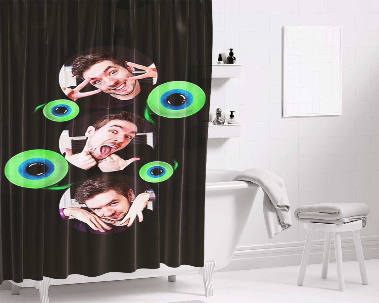 Jack U Photo Collection Bathroom Shower Curtain Fabric Waterproof | 66 X 72 Inch