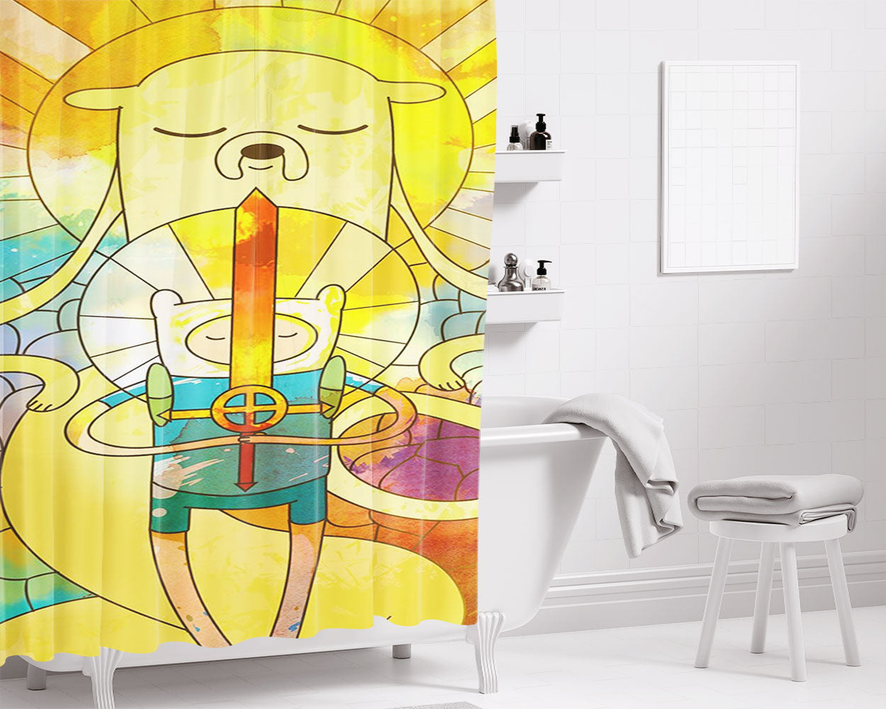 Jake Adventure Time Galaxy Bathroom Shower Curtain Fabric Waterproof | 66 X 72 Inch