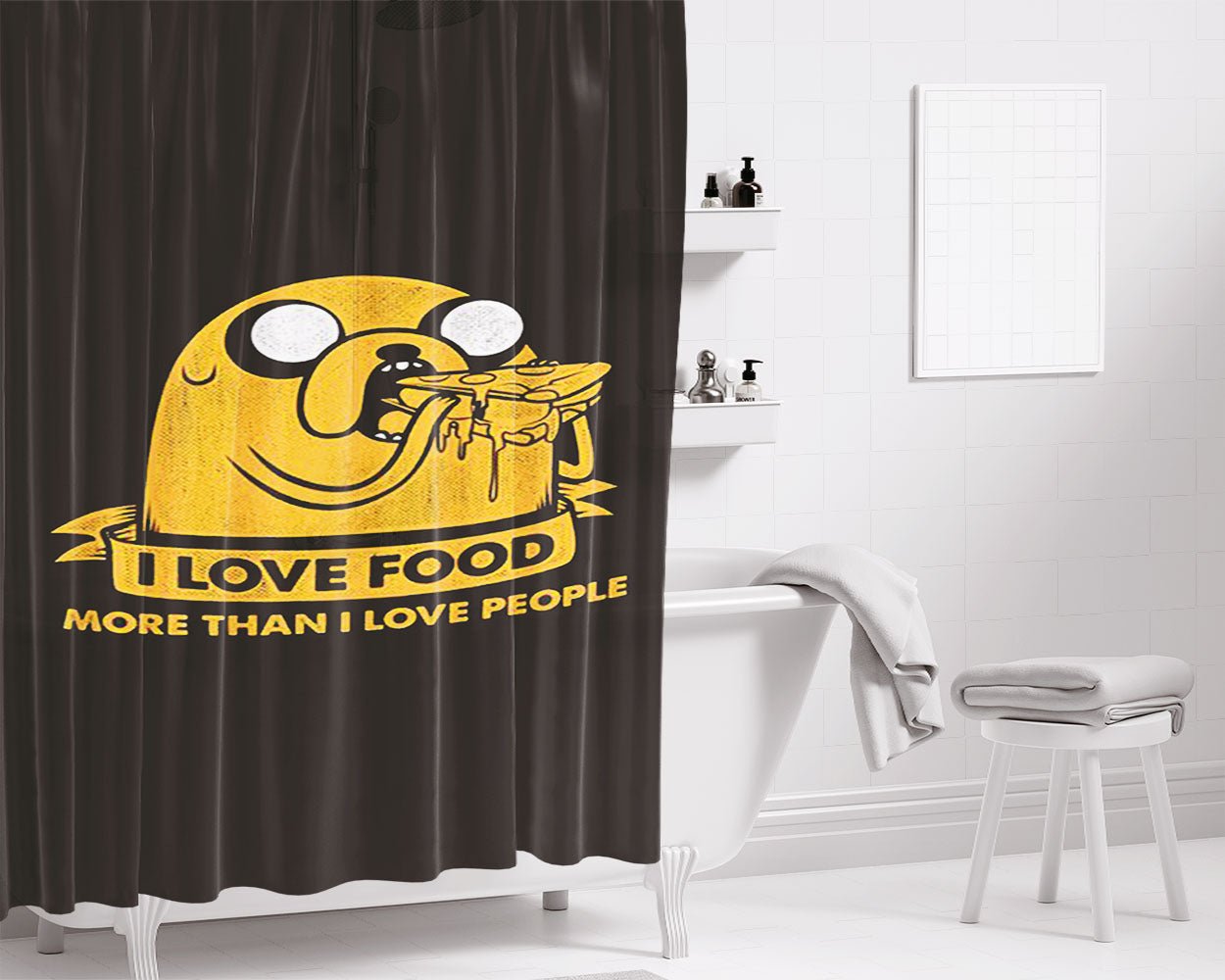Jake Finn Lumpy Space Bathroom Shower Curtain Fabric Waterproof | 66 X 72 Inch