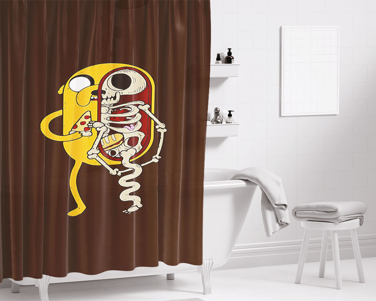 Jake Food Adventure Bathroom Shower Curtain Fabric Waterproof | 66 X 72 Inch