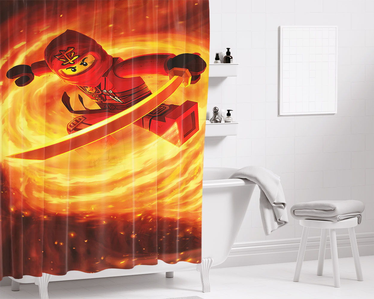 Kafuu Chino Anime Girl Bathroom Shower Curtain Fabric Waterproof | 66 X 72 Inch
