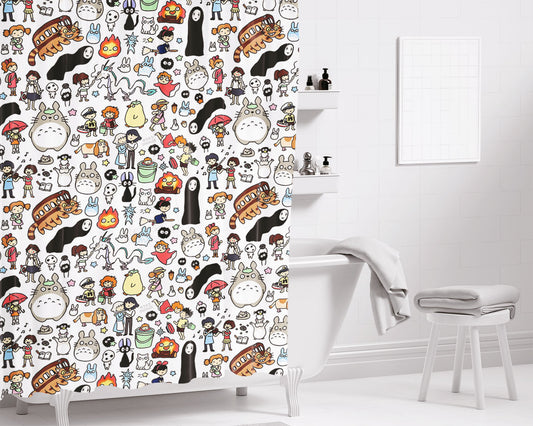 Kate Sticker Bomb Collection Bathroom Shower Curtain Fabric Waterproof