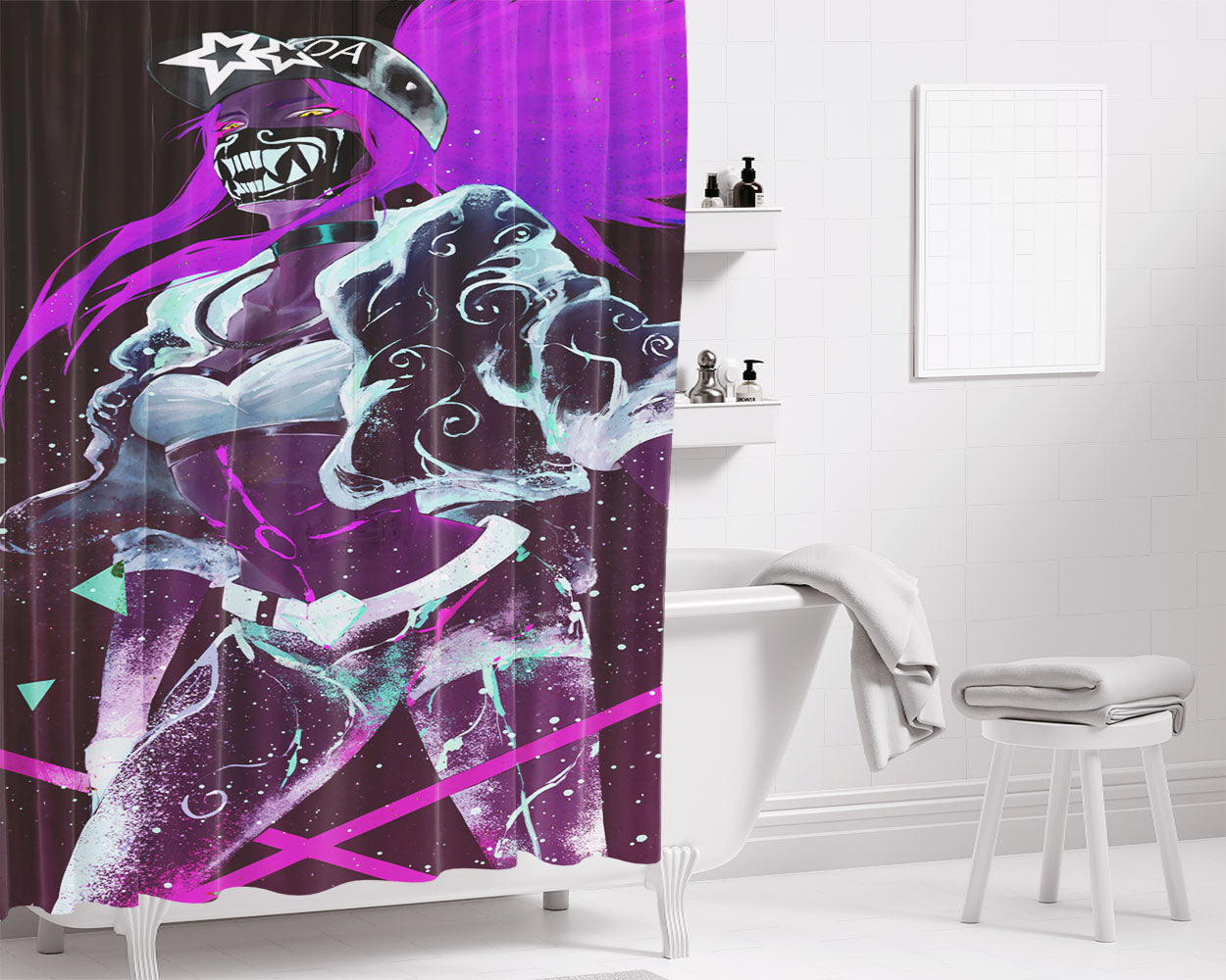 Kda Akali League Of Legends Bathroom Shower Curtain Fabric Waterproof | 66 X 72 Inch