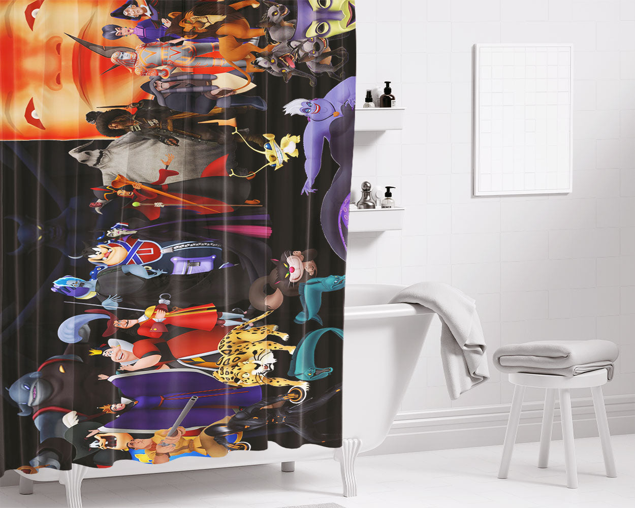 Kingdom Hearts Disney Pattern Bathroom Shower Curtain Fabric Waterproof | 66 X 72 Inch