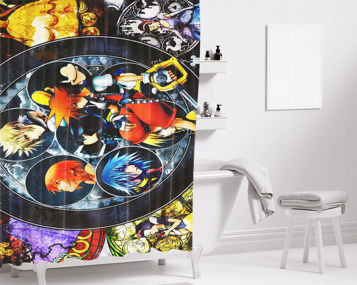 Kingdom Hearts Disney Villains Bathroom Shower Curtain Fabric Waterproof | 66 X 72 Inch