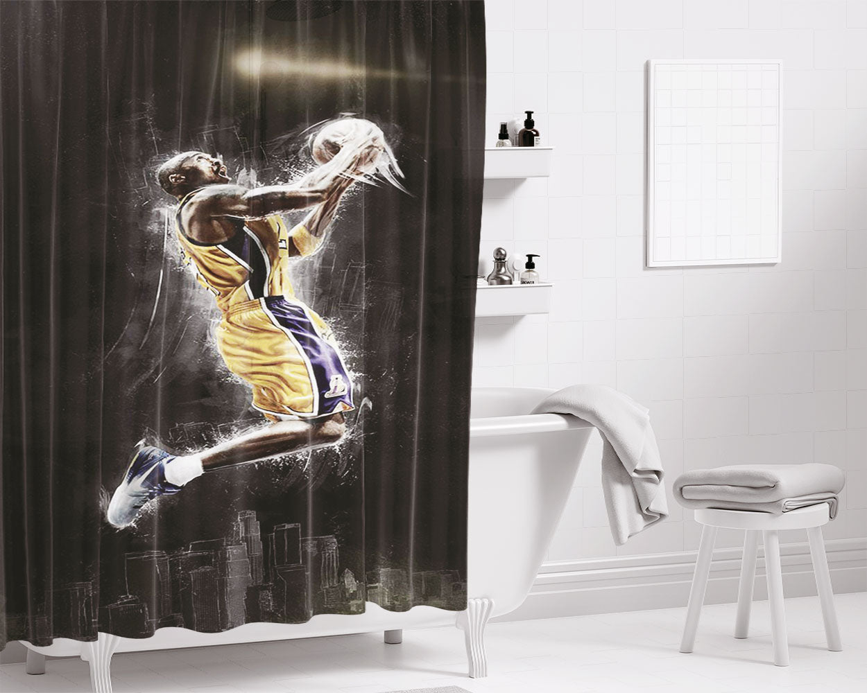 Kobe Bryant 3D Bathroom Shower Curtain Fabric Waterproof | 66 X 72 Inch