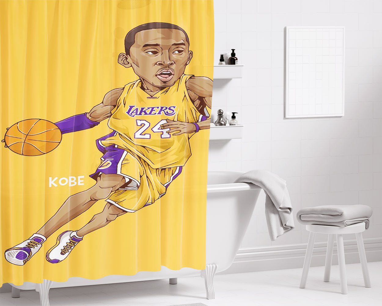 Kobe Bryant Anger Herovillain Bathroom Shower Curtain Fabric Waterproof | 66 X 72 Inch