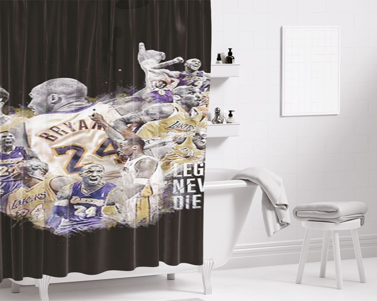 Kobe Bryant Lakers Bathroom Shower Curtain Fabric Waterproof | 66 X 72 Inch