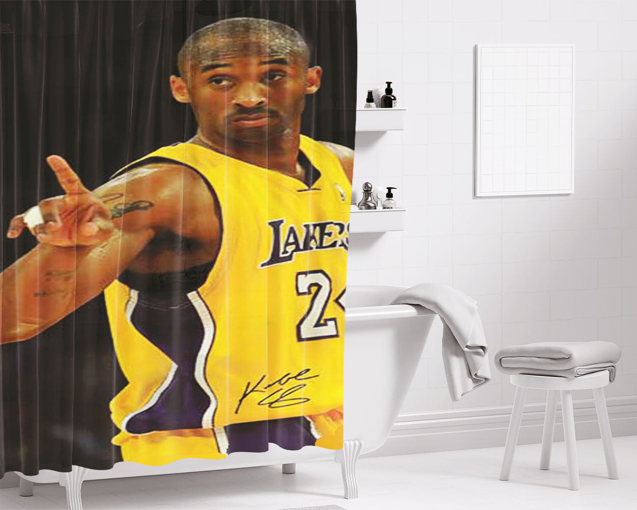 Kobe Bryant Nike Snake Logo Bathroom Shower Curtain Fabric Waterproof | 66 X 72 Inch