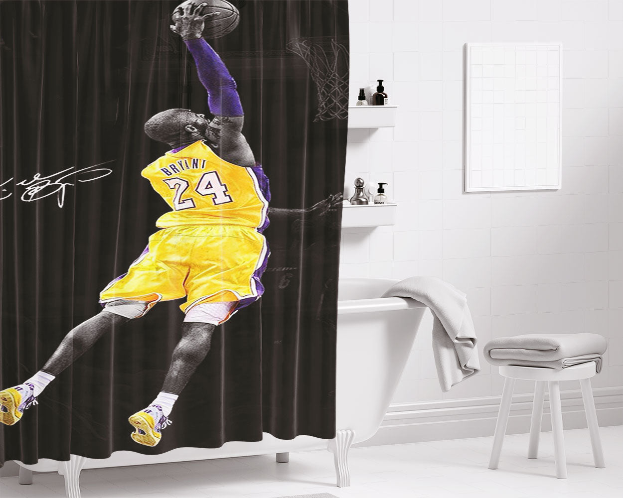 Kobe Bryant Rejection Herovillain Bathroom Shower Curtain Fabric Waterproof | 66 X 72 Inch