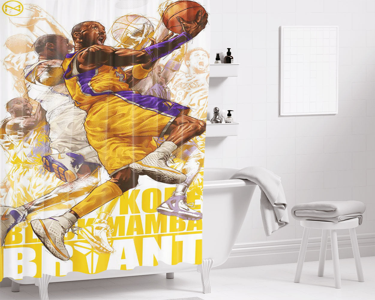 Kobe Bryant Signature Bathroom Shower Curtain Fabric Waterproof | 66 X 72 Inch