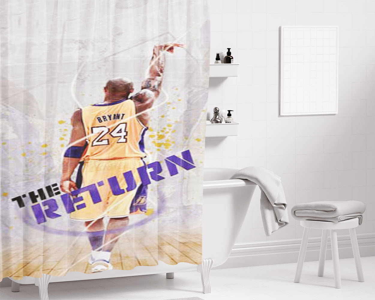 Kobe Bryant Slam Dunk Bathroom Shower Curtain Fabric Waterproof | 66 X 72 Inch
